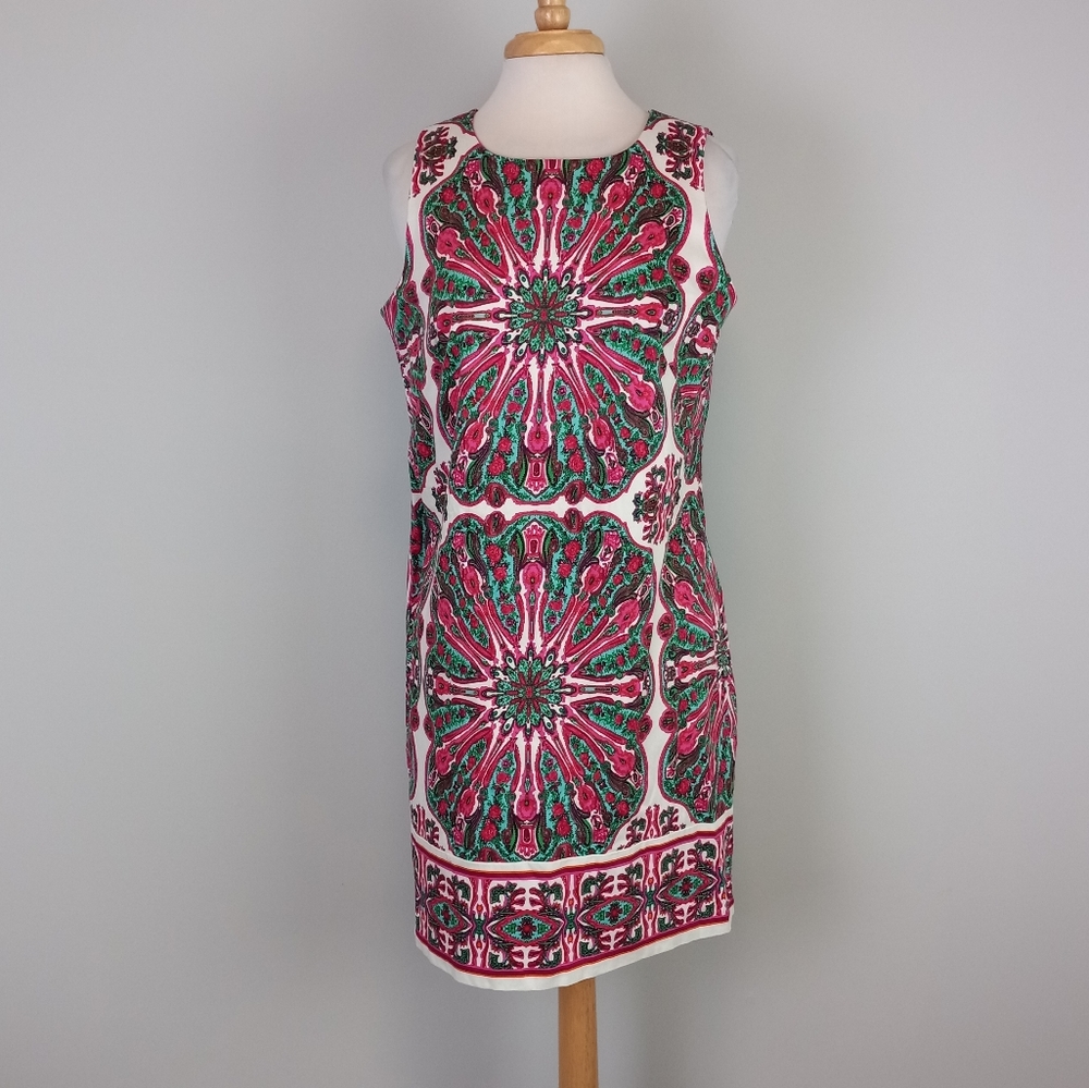 London Times Patterned Sheath Dress Pink Size 14